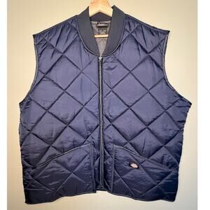 Dickies Diamond Quilted Nylon Vest Navy Blue Mens Size 2XL XXL Workwear Jacket